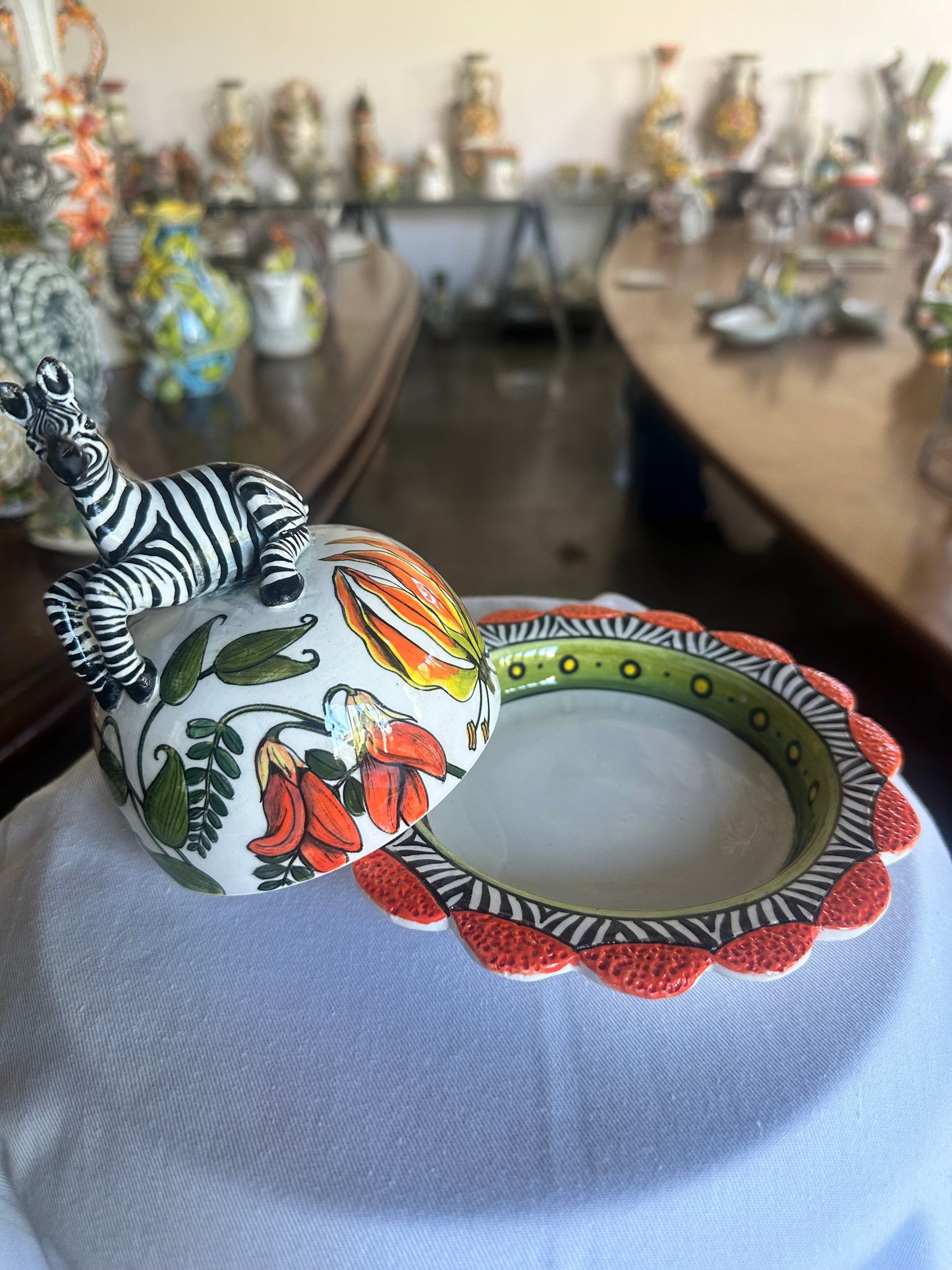 White Zebra Butter Dish