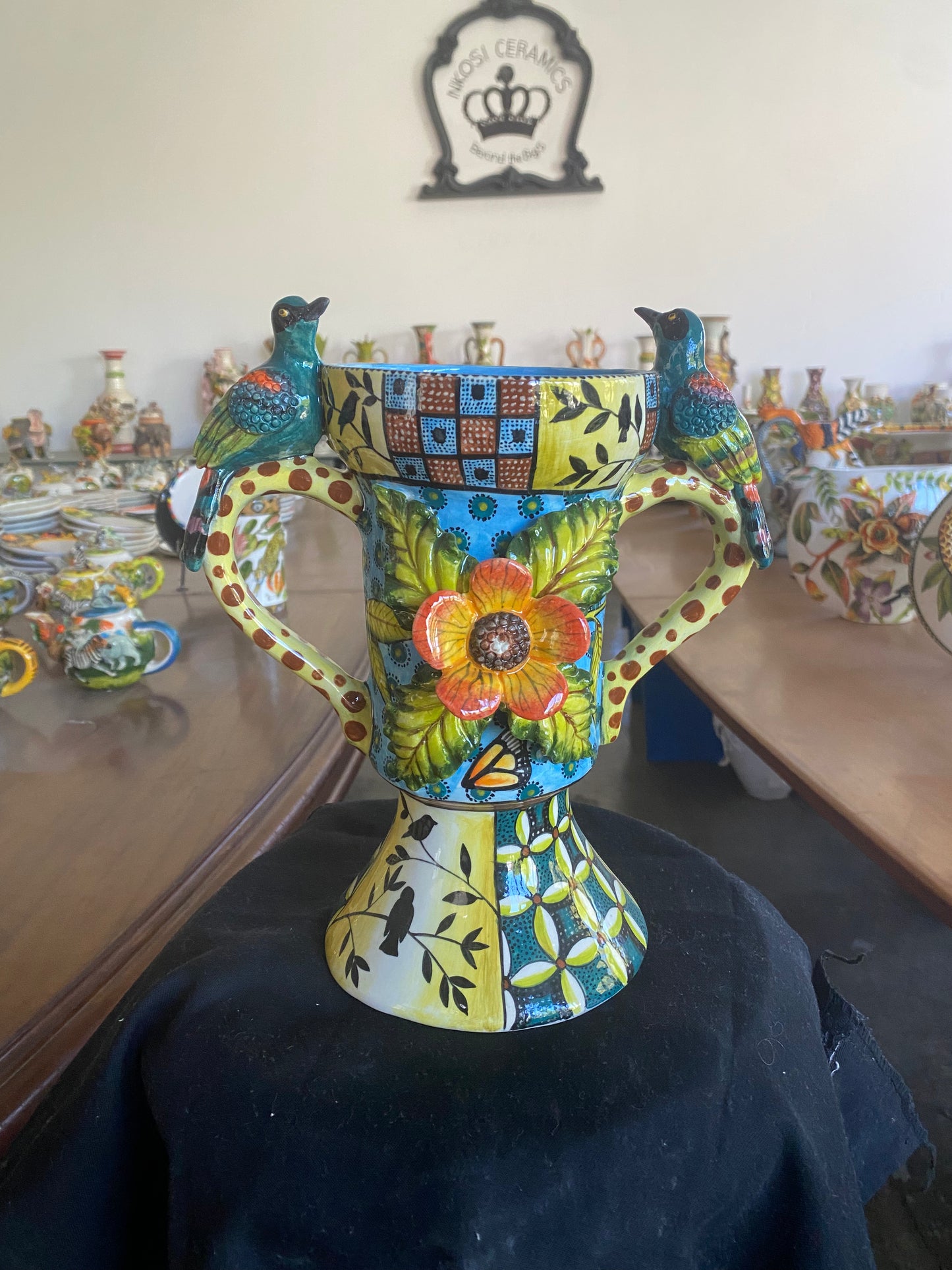 Blue Bird Flower Goblet