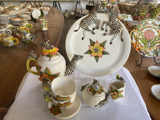Zebra Tea Set with Platter