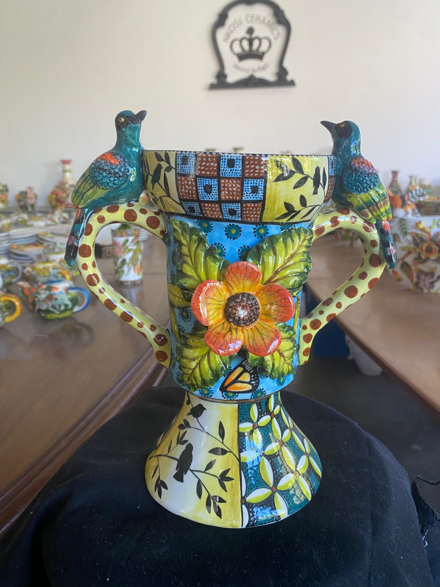 Blue Bird Flower Goblet